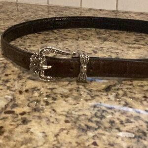Eel skin women’s reversible belt brown & black, buckle pulls out and turns large